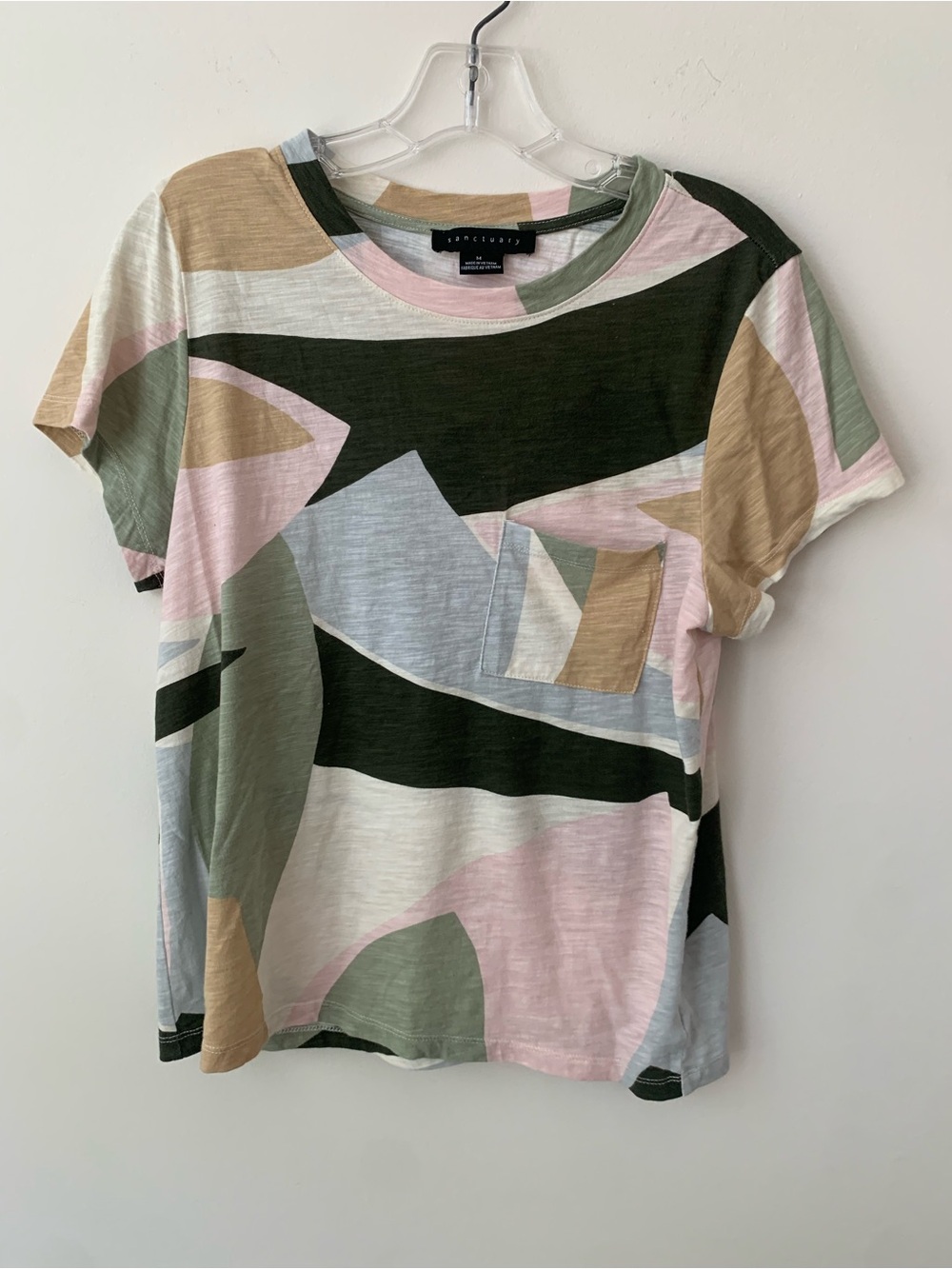 Medium- Sanctuary Multi-Color Abstract Pocket Tee - Pink & Green